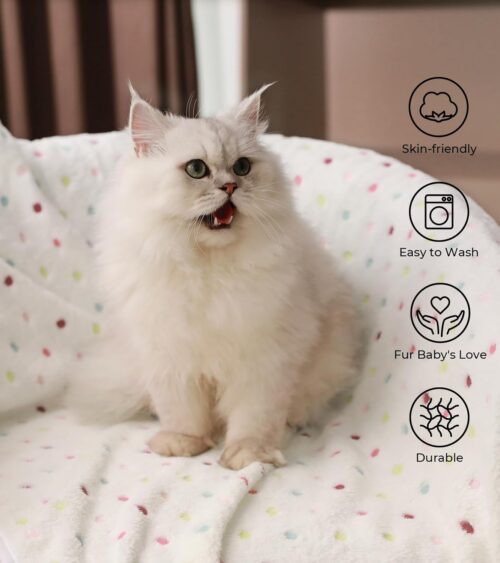 1 Pack 6 Blankets Dog Cat Soft Fluffy Fleece Pet Blanket Warm Cute Print Design Puppy Kitten Blanket Doggy Dot Medium(30"x20") - Image 4