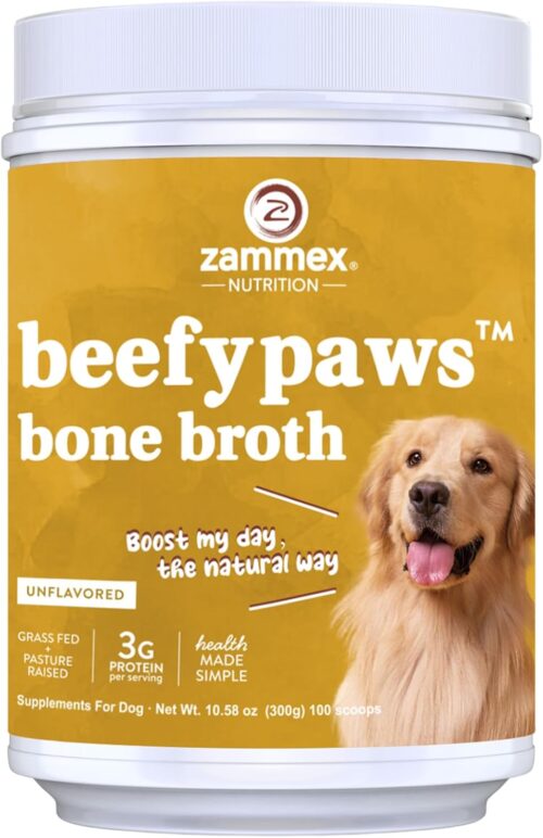 Zammex Bone Broth for Dogs, Grass Fed Beef Bone Broth Protein Powder - Supports Joints and Bone, Enhances Fur, Dogs & Cats Food Toppers for Dry & Wet 10.58oz - Image 9