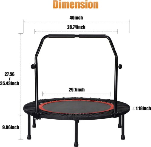 Trampoline, Portable Fitnes Foldable Trampoline in-Home Mini Rebounder, Exercise Trampoline for Kid/Adults, 40" Max Load 330lbs - Image 9