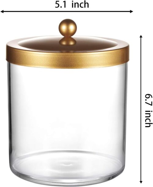 SheeChung Premium Quality Apothecary Jar - 50 Ounce Large Clear Plastic Container Canister with Rust Proof Stainless Steel Lid, Laundry/Kitchen/Bathroom Vanity Countertop Storage Organizer (Gold) - Image 7