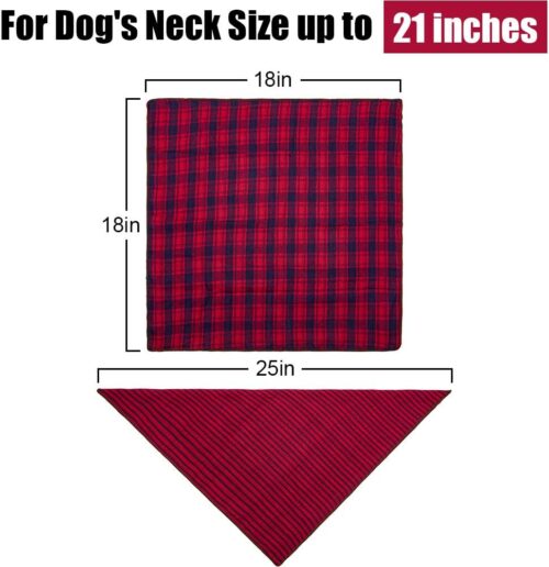 Remifa Dog Bandana - 6PCS Birthday Gift Washable Green Blue Red Christmas Bandana Square Plaid Printing Bib Double Reversible Kerchief Scarf Adjustable Accessories for Small to Large Dog Puppy Cat - Image 2