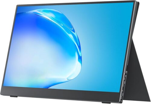 cocopar Portable Monitor 15.6 Inch 1080P Travel Monitor with Speaker HDMI USB-C External Monitor for Laptop MacBook Surface PC Xbox PS4/5, with Cover Stand VESA