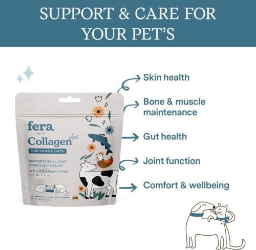 Fera Pet Organics Collagen Plus Cat & Dog Food Topper – Vet Created Support for Pet Joints, Skin, Bone & Immune System with Collagen + Vitamin C – Powder Supplement - 4.23oz - Image 2