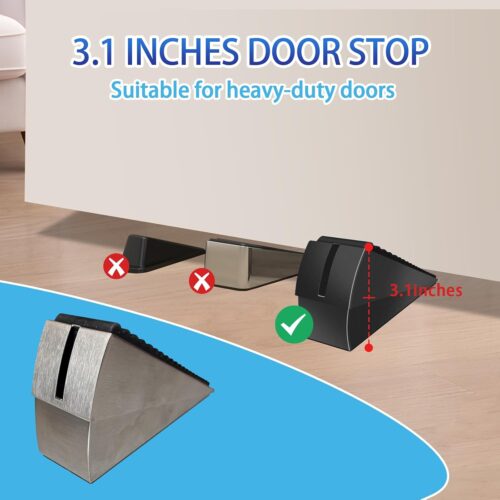 Adjustable Heavy Duty Door Stopper, Spring Loaded with Holder, Tall up to 3 in Strongest Stainless Steel Doorstop for Bottom of Any Heavy Door - Image 8