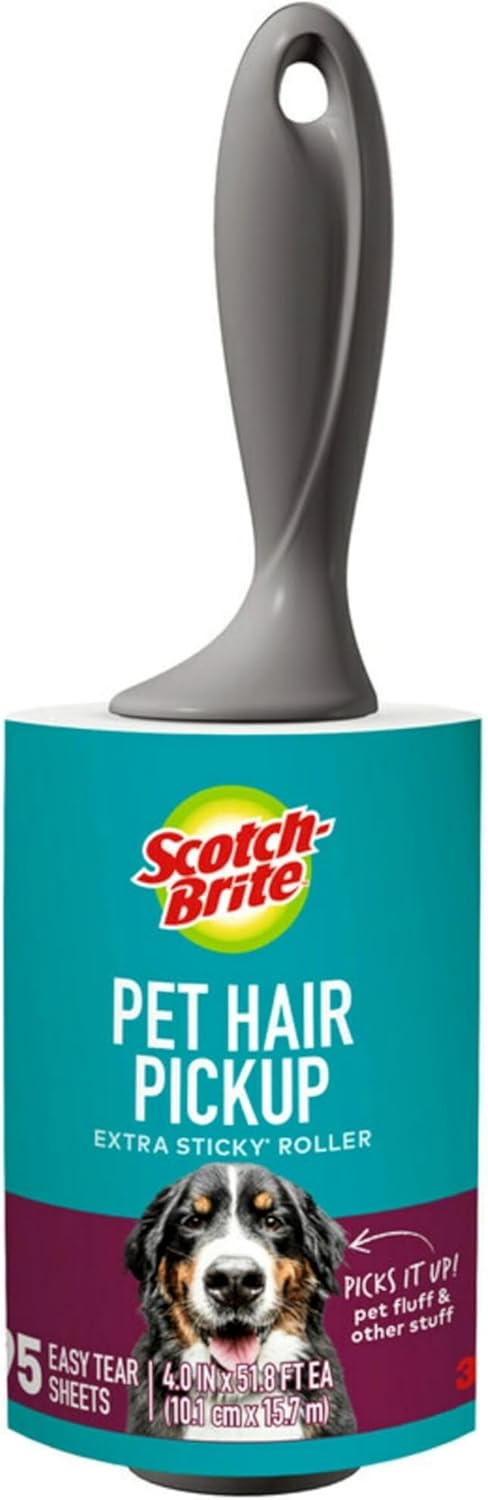 Scotch-Brite™ Pet Hair Pickup Extra Sticky Roller 839RS-95-4, 4.0 in x 51.8 ft (10.1 cm x 15.7 m), 4/1 | Shipper Unit