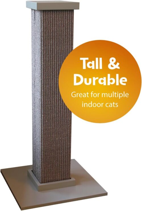 SmartCat Ultimate Scratching Post – Gray, Large 32 Inch Tower - Sisal Fiber, Simple Design - For All Cats - Image 5