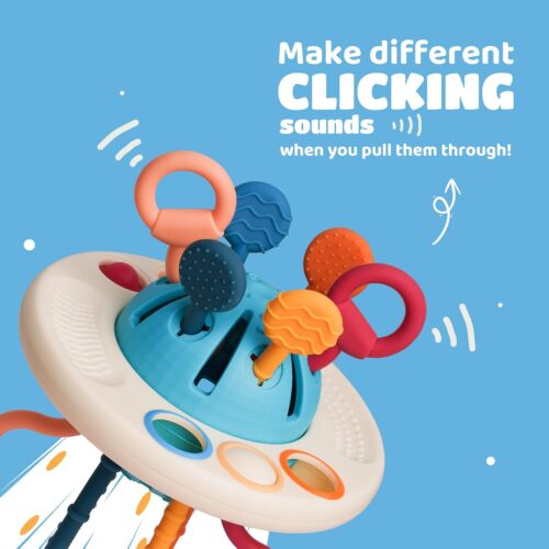 LiKee Montessori Toys for Baby 1+ Years Old, Sensory Development Toys for Toddlers 1-3, Silicone Pull String Travel Toy for 18+ Months, Gift for Baby Shower Infants Car Seat High Chair - Image 5