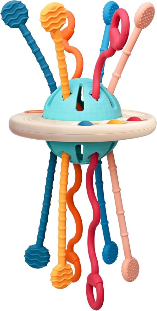 LiKee Montessori Toys for Baby 1+ Years Old, Sensory Development Toys for Toddlers 1-3, Silicone Pull String Travel Toy for 18+ Months, Gift for Baby Shower Infants Car Seat High Chair - Image 4