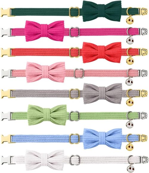 Personalized Cat Collar with Name Plate,Adjustable Tough Nylon Cat ID Collars with Bell,Customize Engraved Pet Name and Phone Number (Velvet Style C) - Image 2