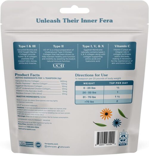 Fera Pet Organics Collagen Plus Cat & Dog Food Topper – Vet Created Support for Pet Joints, Skin, Bone & Immune System with Collagen + Vitamin C – Powder Supplement - 4.23oz - Image 7