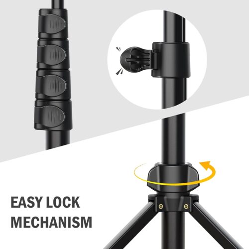 64” Tripod for Cell Phone & Camera, Phone Tripod with Remote and Phone Holder, Portable Tripod for iPhone, Phone Tripod for Video Recording, Cell Phone Tripod Mount Stand for Cellphone - Image 5