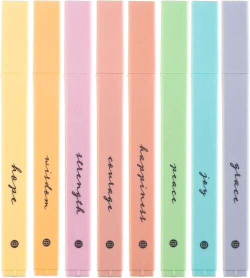 DIVERSEBEE Bible Highlighters with Soft Chisel Tip, 8 Pack Assorted Colors Pens No Bleed, Quick Dry Set, Cute Aesthetic Markers, Bible Study Journaling Supplies and Accessories (Pastel)