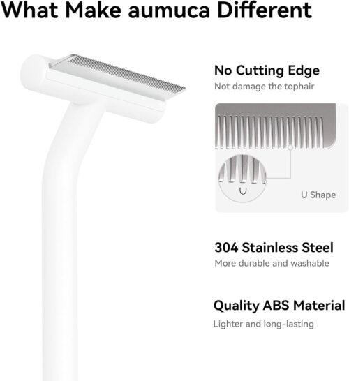 Aumuca Pet Deshedding Tools for Short Haired Cats & Dogs, Dematting Deshedding Brush Cats Shedding Tool, Dog Undercoat Brush, Gently and Effectively Remove Loose Hair, Highly Deshedder Grooming Combs - Image 3