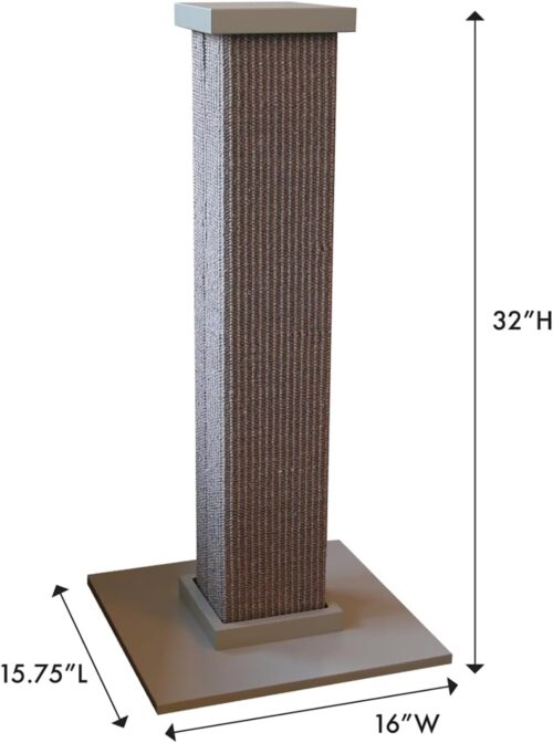 SmartCat Ultimate Scratching Post – Gray, Large 32 Inch Tower - Sisal Fiber, Simple Design - For All Cats - Image 2