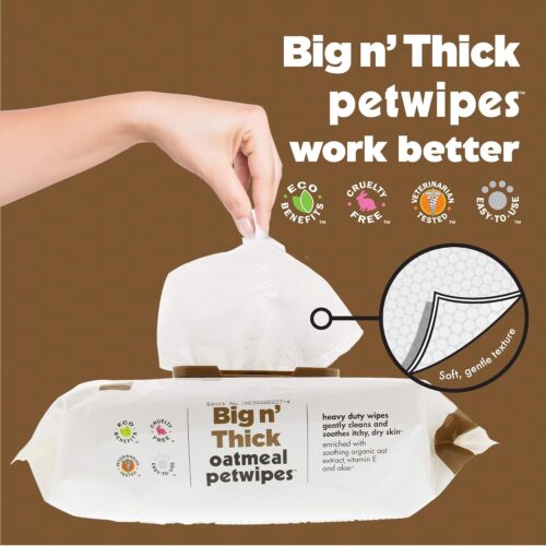 Petkin Pet Wipes for Dogs and Cats, Oatmeal, 100 Wipes (Large) for Dogs and Cats - Soothes Itchy Dry Skin and Cleans Ears, Face, Butt, Body and Eye Area - Idea for Home and Travel - Image 4