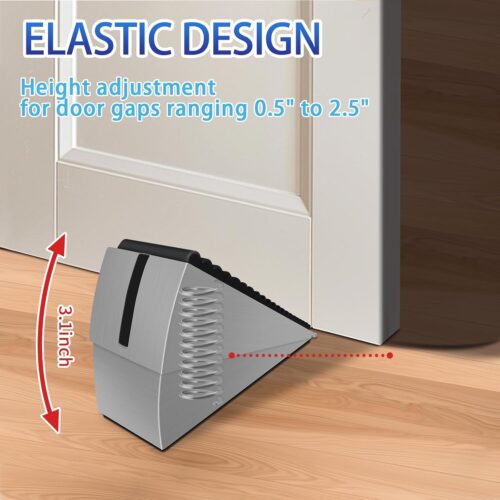 Adjustable Heavy Duty Door Stopper, Spring Loaded with Holder, Tall up to 3 in Strongest Stainless Steel Doorstop for Bottom of Any Heavy Door - Image 3