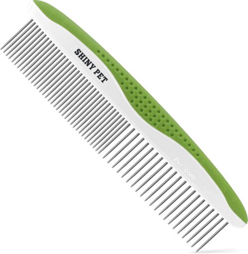 Dog Comb for Removes Tangles and Knots – Cat Comb for Removing Matted Fur – Grooming Tool with Stainless Steel Teeth and Non-Slip Grip Handle – Best Pet Hair Comb for Home Grooming Kit – Ebook Guide