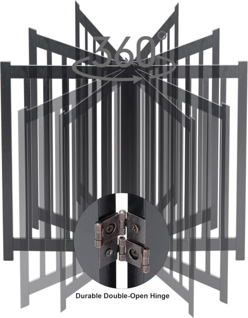 LZRS Solid Hardwood Freestanding Pet Gate,Wooden Dog Gates for Doorways,Nature Wood Dog Gates for The House,Dog Gate for Stairs,Freestanding Indoor Gate Safety Fence,Black,30" Height-4 Panels - Image 5