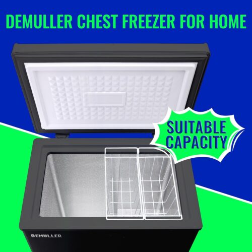 3.5 Cu.ft Chest Freezer with Electronic Panel, Accurate Temperature Display to 1 ℉, Black Deep Freezing Machine with 2 Removable Baskets, Compact Size for Any Space - Image 2