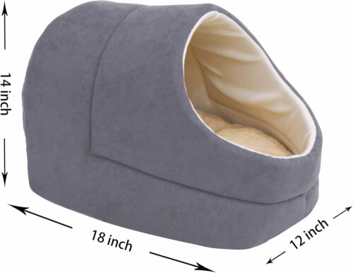 GOOPAWS Cat Cave for Cat and Warming Burrow Cat Bed, Pet Hideway Sleeping Cuddle Cave (Grey-2) - Image 4