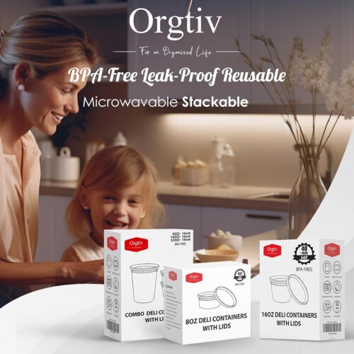 8oz 40set Deli Containers with Lids, Small Containers with Lids, Disposable Quart Containers - Leakproof, Microwave/Dishwasher Safe, Durable - Image 6