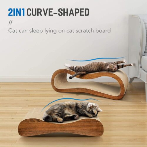 FluffyDream 2 in 1 Cat Scratcher Cardboard Lounge Bed, Cat Scratching Post, Durable Board Pads Prevents Furniture Damage,Large - Image 2