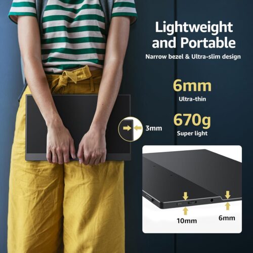 cocopar Portable Monitor 15.6 Inch 1080P Travel Monitor with Speaker HDMI USB-C External Monitor for Laptop MacBook Surface PC Xbox PS4/5, with Cover Stand VESA - Image 5