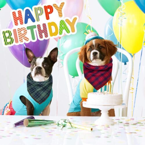 Remifa Dog Bandana - 6PCS Birthday Gift Washable Green Blue Red Christmas Bandana Square Plaid Printing Bib Double Reversible Kerchief Scarf Adjustable Accessories for Small to Large Dog Puppy Cat - Image 8