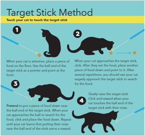 CAT SCHOOL Clicker Training Kit - 1 Cat Training Clicker, 1 Target Stick, 1 Step-by-Step Instruction Booklet - Clicker Tools for Cat Training, Fist Bump Training, Positive Behavior - Image 6