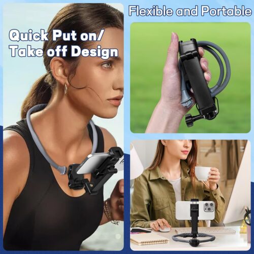 Neck Mount for Cell Phone,Anti-Shake Strap, Hands Free POV/Vlog Chest Phone Holder for Recording, Compatible with iPhone Andriod - Image 3