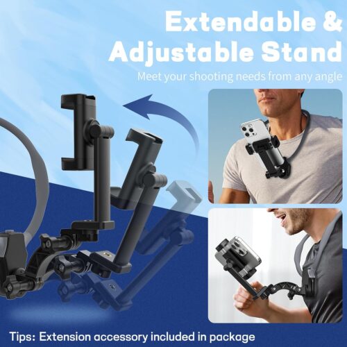 Neck Mount for Cell Phone,Anti-Shake Strap, Hands Free POV/Vlog Chest Phone Holder for Recording, Compatible with iPhone Andriod - Image 5