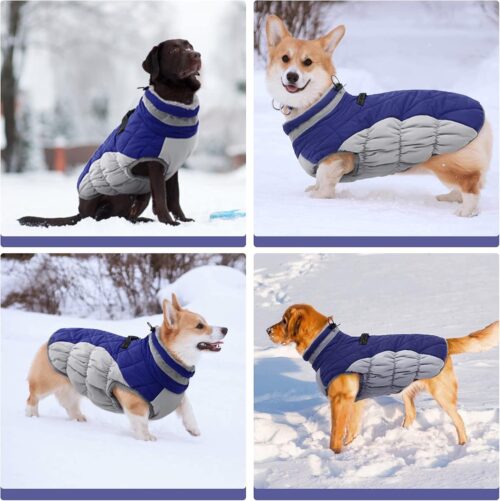 FUAMEY Dog Coat,Warm Dog Jacket Winter Coat Paded Dog Fleece Vest Reflective Dog Cold Weather Coats with Built in Harness Waterproof Windproof Dog Snow Jacket Clothes with Zipper Blue Small - Image 6