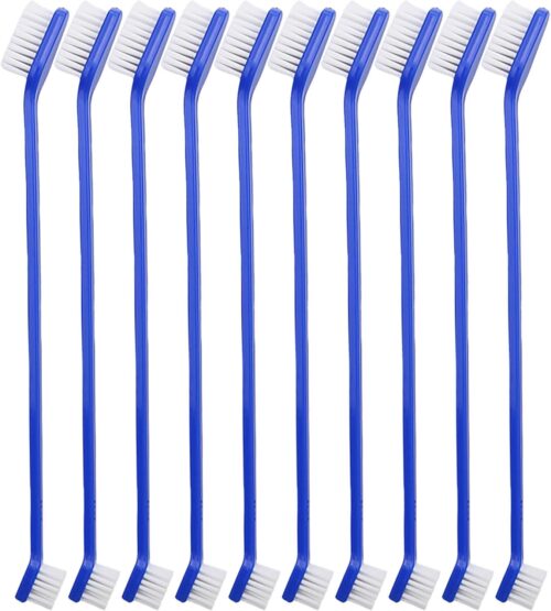 Newday 50 Pieces Double-Headed Dog Cat Pet Toothbrush, Super Soft Bristles Oral Care Teeth, pet Tooth Brush for Dogs, Dog toothbrushes in Bulk Individual polybag (Blue) - Image 4