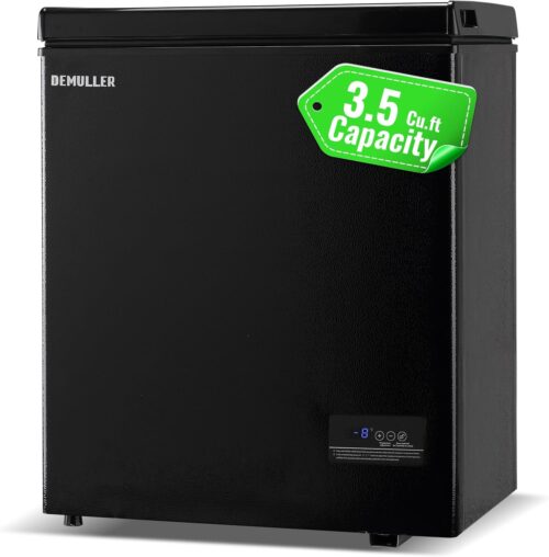 3.5 Cu.ft Chest Freezer with Electronic Panel, Accurate Temperature Display to 1 ℉, Black Deep Freezing Machine with 2 Removable Baskets, Compact Size for Any Space