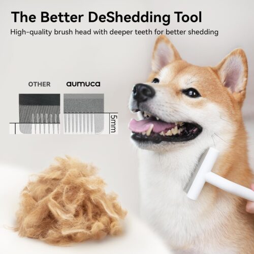 Aumuca Pet Deshedding Tools for Short Haired Cats & Dogs, Dematting Deshedding Brush Cats Shedding Tool, Dog Undercoat Brush, Gently and Effectively Remove Loose Hair, Highly Deshedder Grooming Combs - Image 4