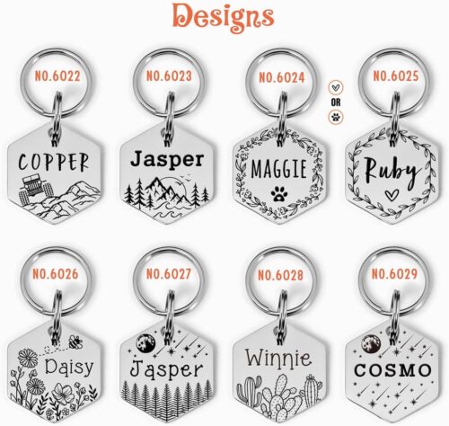 Vimdevs Custom Dog Tags, Funny Double Sided Deep Engraved Stainless Steel Pet Id Tags for Dogs, Cat & Dog Collar Charm, Lightweight Sturdy Cute Cat Id Tags, Personalized Dog Name Tags (Hexagon) - Image 2