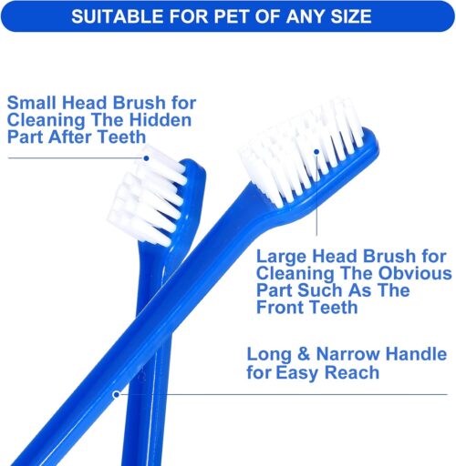 Newday 50 Pieces Double-Headed Dog Cat Pet Toothbrush, Super Soft Bristles Oral Care Teeth, pet Tooth Brush for Dogs, Dog toothbrushes in Bulk Individual polybag (Blue) - Image 2