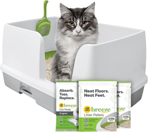 Purina Tidy Cats Non Clumping Litter System, Breeze XL All-in-One Odor Control & Easy Clean Multi Cat Box – 18 lb. Box