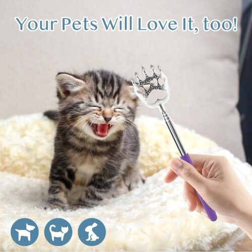 (4-Pack) Portable Extendable Telescopic Bear Claws Metal Back Scratchers/Hand Massager/Backslap with Rubber Handles - Image 6