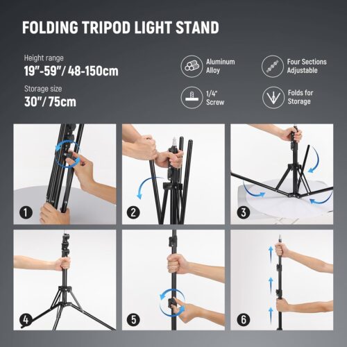 NEEWER Ring Light 18inch Kit: 55W 5600K Professional LED with Stand and Phone Holder, Soft Tube & Bag for Tattoo Lash Extension Barber Makeup Artist Studio Video Photography Lighting, RL-18 - Image 8