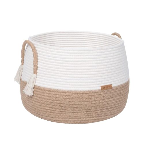 Small Basket for Stuffed Animal,Clothes,Baby Blankets -11.8″x9.8″- Boho Baskets for Living Room,Bedroom,Nursery |Cotton Rope Baskets, Cube Basket, Under Shelf Basket | Baskets for Home Decor