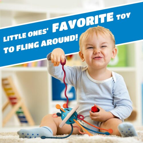LiKee Montessori Toys for Baby 1+ Years Old, Sensory Development Toys for Toddlers 1-3, Silicone Pull String Travel Toy for 18+ Months, Gift for Baby Shower Infants Car Seat High Chair - Image 7