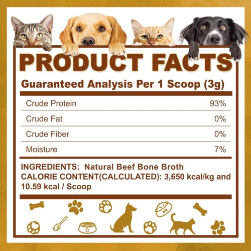 Zammex Bone Broth for Dogs, Grass Fed Beef Bone Broth Protein Powder - Supports Joints and Bone, Enhances Fur, Dogs & Cats Food Toppers for Dry & Wet 10.58oz - Image 2