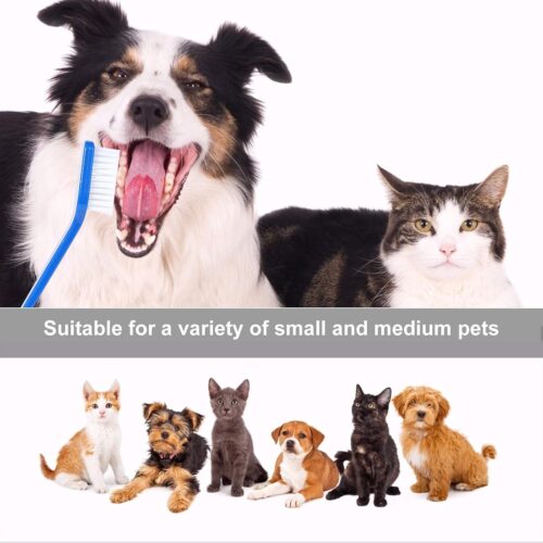 Newday 50 Pieces Double-Headed Dog Cat Pet Toothbrush, Super Soft Bristles Oral Care Teeth, pet Tooth Brush for Dogs, Dog toothbrushes in Bulk Individual polybag (Blue) - Image 6