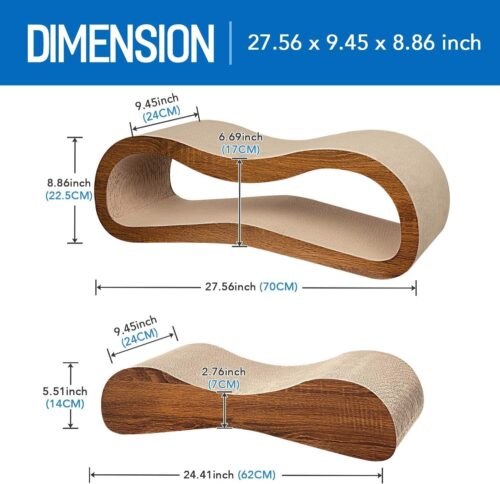 FluffyDream 2 in 1 Cat Scratcher Cardboard Lounge Bed, Cat Scratching Post, Durable Board Pads Prevents Furniture Damage,Large - Image 3