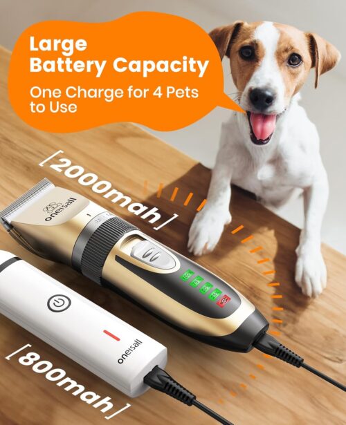oneisall Dog Clippers and Dog Paw Trimmer Kit 2 in 1 Low Noise Cordless Dog Clippers for Grooming Pet Hair Trimmers for Small and Large Dogs Cats Animals - Image 6