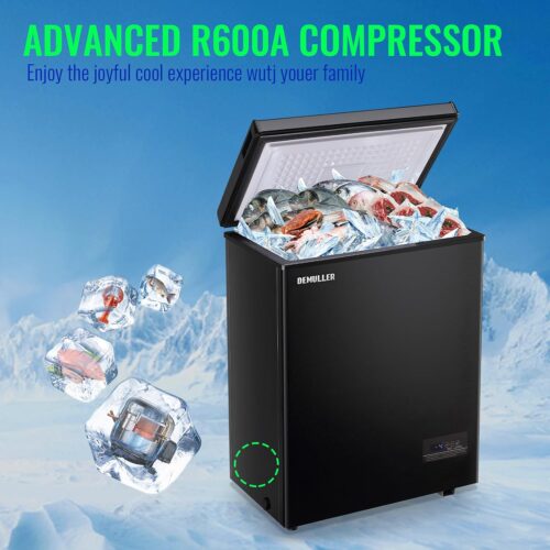 3.5 Cu.ft Chest Freezer with Electronic Panel, Accurate Temperature Display to 1 ℉, Black Deep Freezing Machine with 2 Removable Baskets, Compact Size for Any Space - Image 4