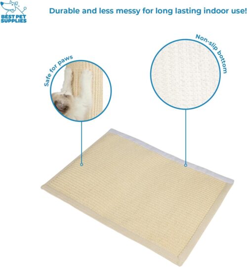 Best Pet Supplies Catify Hanging Log and Mat Scratchers for Indoor Cats, Fun and Interactive Indoor Play, Supports Natural Pet Behaviors, Heavy Duty - Cream - Image 2