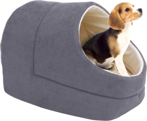GOOPAWS Cat Cave for Cat and Warming Burrow Cat Bed, Pet Hideway Sleeping Cuddle Cave (Grey-2) - Image 2