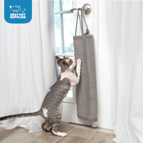 Best Pet Supplies Catify Hanging Log and Mat Scratchers for Indoor Cats, Fun and Interactive Indoor Play, Supports Natural Pet Behaviors, Heavy Duty - Cream - Image 5